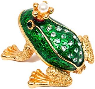 QIFU צבוע ביד מיני צפרדע הנסיך הנסיך דקורטיבי תכשיטים תכשיטים תכשיטים מתנה ייחודית לעיצוב הבית