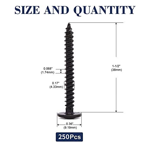 8 איקס 1-1/2 עץ בורג 250 יחידות סגסוגת פלדה סטנדרטי חוט מסבך ראש מהיר הקשה עצמית שחור תחמוצת על ידי סג טזה