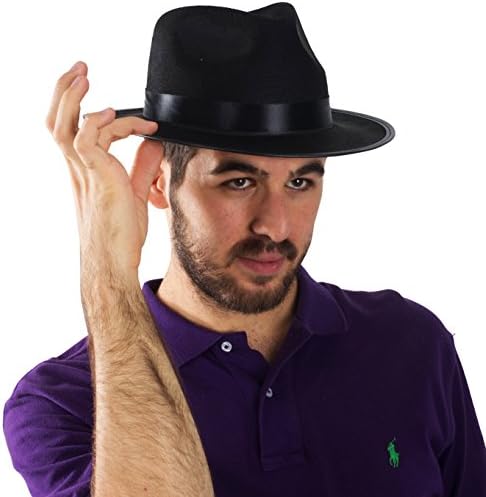 מצחיק מסיבת כובעי שחור גנגסטר כובע - שחור פדורה כובעי - תלבושות כובעי-תלבושות אבזרים