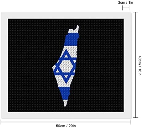 דגל מפת ישראל ערכות ציור יהלומים 5D DIY DIY מקדח מלא ריינסטון עיצוב קיר למבוגרים 16 x20