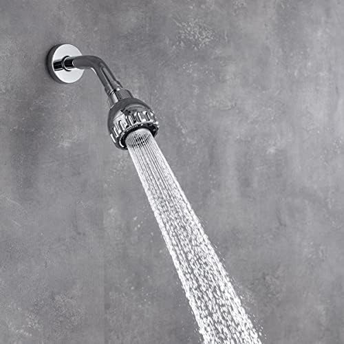 ראש מקלחת בלחץ גבוה של TechZM 3 הגדרות ראש מקלחת קבוע בגודל 2.5 אינץ 'זרימה גבוהה במקלחת אמבטיה