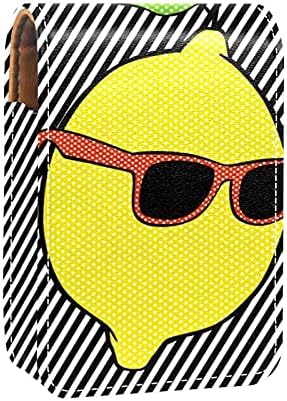 פופ לימון עם משקפי שמש קווי גלוס מחזיק שפתון מקרה נייד איפור תיק נסיעות שפתון ארגונית מקרה עם מראה מיני שפתון