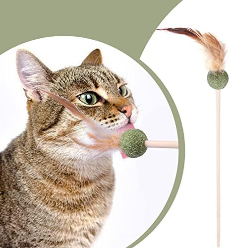 צעצוע חתול צעצוע חתול צעצוע חתול מקניט חתול מנטה כדור נוצה מקל חתול מקל עץ אינטראקטיבי מקל עץ