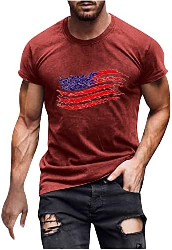 תלבושות 4 ביולי לגברים שרוול קצר צווארון צווארון רופף חולצה 3D ארהב דגל הדפסת חולצה פטריוטית קיץ