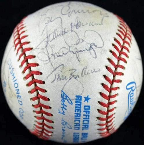 1989 קבוצת ינקיז חתמה על בייסבול OML הנדרסון מאטינגלי +27 JSA x26506 - כדורי בייסבול עם חתימה