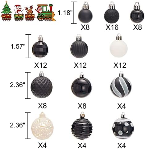 100 יחידות קישוטי כדור חג המולד, קישוטי עץ חג מולד מגוונים למפוצצים, קישוטי תלייה דקורטיביים עונתיים סט עיצוב לחג