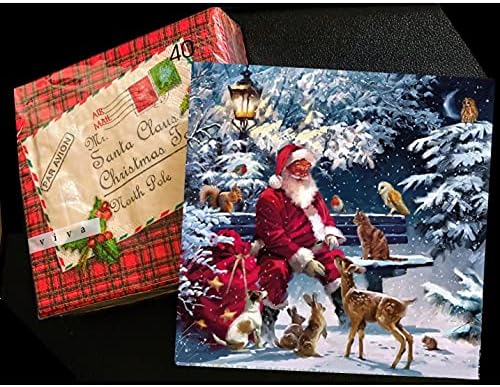 20-CT בעלי חיים סנטה מפיות מפיות לחג המולד מפיות נייר חג המולד מפיות קוקטייל חג המולד מפיות גמילה