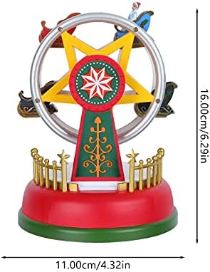 Aboufan ילדים צעצועים חג המולד של גלגל חג המולד קופסת מוסיקה להדליק עץ תלת מימד קופסת מוסיקה