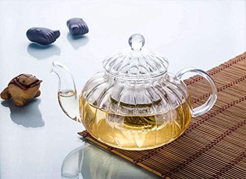 סיר קפה קומקום סגנון קומקום בסגנון פסים + 4 כוסות תה זכוכית קיר כפול + חם יותר