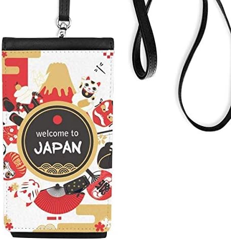 ברוך הבא ליפן בסגנון יפני סושי טלפון ארנק ארנק תליה כיס נייד כיס שחור