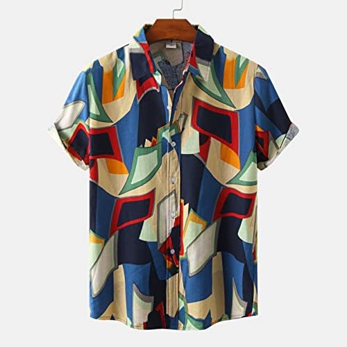 זכר קיץ הוואי פסים מודפס חולצה חולצה קצר שרוול להנמיך צווארון חולצה זכר חולצות