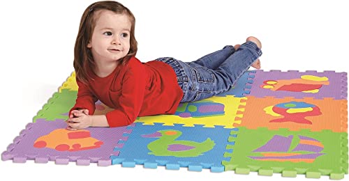 מחצלת משחק קצף של Edushape לתינוק - קצף משתלב רצפה עם צבעים נועזים ואריחי פאזל שובבים - מחצלות רצפת