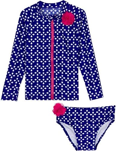 Swimzip Girl 2 חלקים עם שרוול ארוך שומר פריחה בגד ים בגד ים 50+