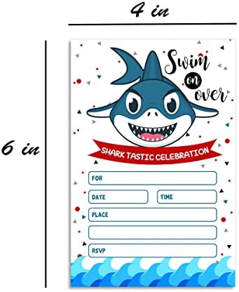 הזמנות למסיבת יום הולדת של כריש עם מעטפות, מסיבת חגיגה טסיטי של כריש מזמינה כרטיסים לבנות בנות,