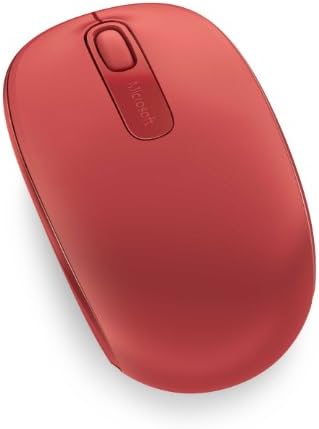 Microsoft Wireless Mobile Mouse 1850 - להבה אדומה. שימוש ביד ימין/שמאל נוח, עכבר אלחוטי עם משדר ננו, למחשב/מחשב