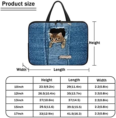 דריוואט 3D ג'ינס חתול נייד תיק תיק נייד תיק נייד נייד תיק מחשב נייד שקיות טבליות 12 אינץ
