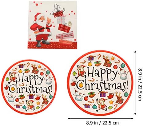 ערכת כלים אדומה של המוטון 40 יחידות שולחן מסיבות חג המולד סט של צלחת נייר חד פעמית לרקמות מפיות מפיות קישוט