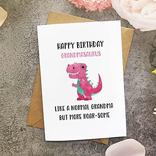 כרטיס דינוזאור לסבתא מדהימה, כרטיס יום הולדת סבתא מצחיק, יום הולדת שמח סבתא