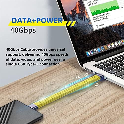 Cablecc צהוב סוג C USB-C זכר לזכר USB4 40GBPS 100W 8K כבל נתונים FPC שטוח רזה עבור מחשב נייד וטלפון