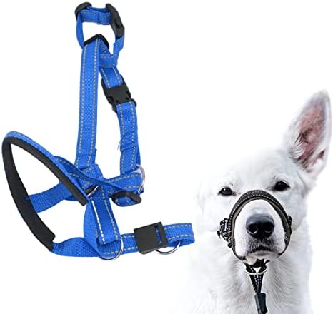 ראש כלב צווארון כלב הלטר עם רצועת בטיחות, כיסוי ראש מחמד מונע מחיות מחמד למשוך לטיול חיצוני