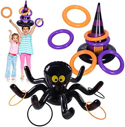 מקסימום כיף ליל כל הקדושים טבעת זורקים משחק מתנפחים עכבישים מתנפחים של מכשפה משחק זריקת כובע לילדים