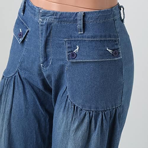 מכנסיים של Miashui Jean לנשים פעמון חריץ נשים חריץ רחוב אישיות אופנה מזדמנת מכנסיים ג'ינס מכנסיים