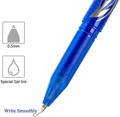 עט עט ג'ל מחיקה כחול מחיקה נקודה עדינה עט כחול מחיקה עט דיו ג'ל 0.5 ממ, עטים בכדור מתגלגל עם מחק, עטים מחיקה