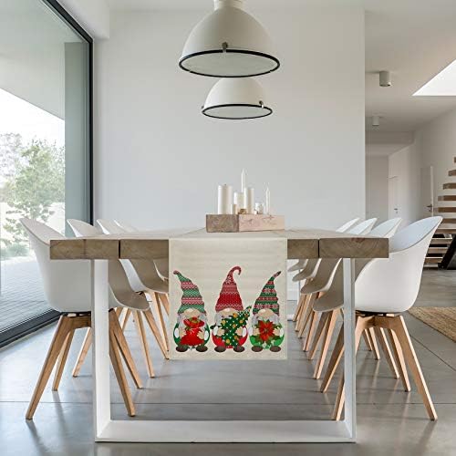 שולחן גנומס רץ שולחן חג המולד עץ חג המולד פרח שולחן שולחן מחצלות שולחן אוכל מטבח פשתן יוטה לעיצוב מסיבות בית