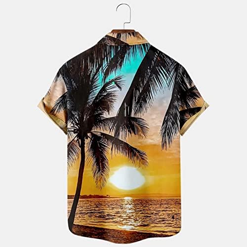 XXBR Mens Hawaiian חולצות, 2022 כפתור שרוול קצר של 2022 חולצות עץ טרופי חולצה מודפסת חולצה מזדמנת