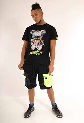 צילום מסך גברים היפ הופ HOP NYC Streetwear TEE Premium-Urban Varsity Macing Ptacting רקמת טריקו הדפס ג'ל צפיפות