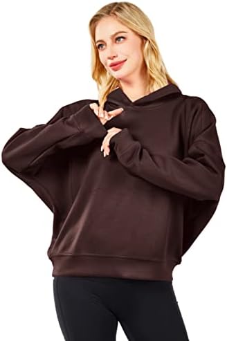 YSW לנשים שרוול ארוך צבע מזדמן צבע מוצק סוודר קפוצ'ון בסיסי חולצת עטלף רופפת
