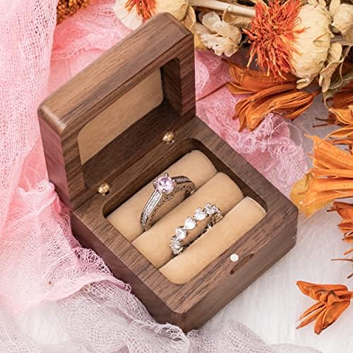 עץ מותאם אישית חתונה טבעת תיבה, עץ טבעת תיבה, כיכר כפול טבעת תיבה, אירוסין טבעת תיבה, טבעת תיבה
