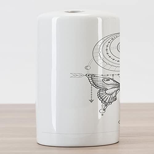 Ambesonne Half Moon Ceramic Ceramic Holder, Mystic לוכד חלומות בהשראת כוכב פרפר השראה על רקע רגיל, דקורטיבי רב