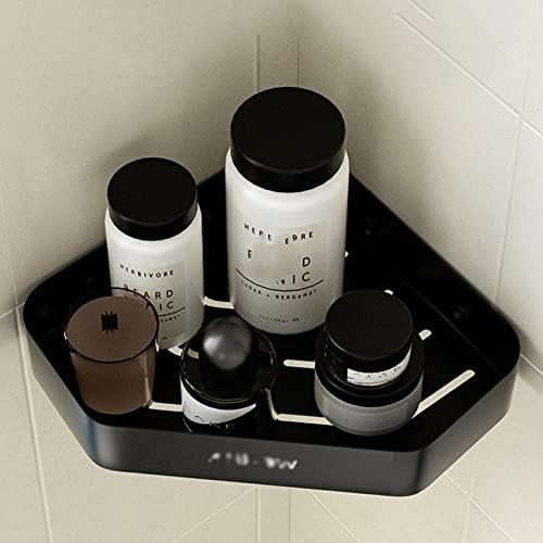 מקלחת Juuluk Caddy מדפי מקלחת שחורים פינת מתלה מקלחת דבק ללא קיר מקדח חלל רכוב אלומיניום לשירותים בחדר