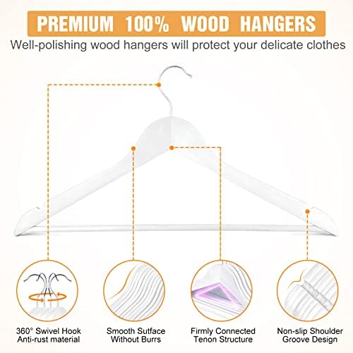 קולבי עץ 30 חבילות - קולבי חליפות עם וו סיבוב 360 מעלות - גימור טבעי חלק ותליוני מעיל עץ עמידים