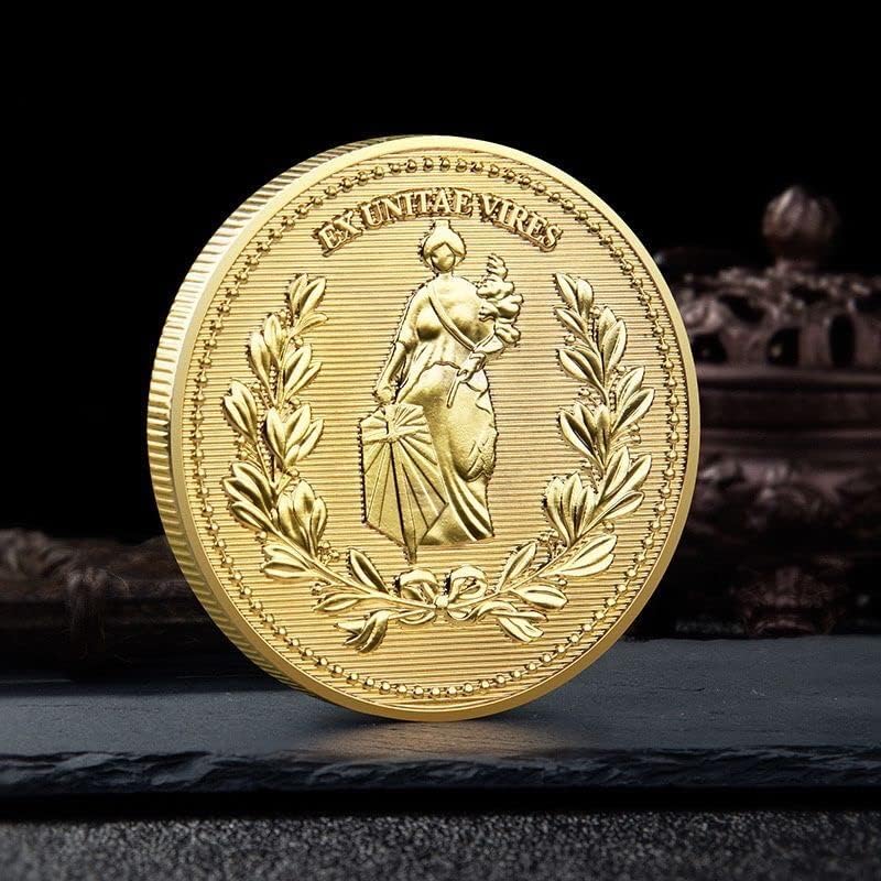 האריה זהב מצופה מדליית אסיפה מטבע בעלי החיים האריה זהב מטבע מטבע הנצחה מטבע