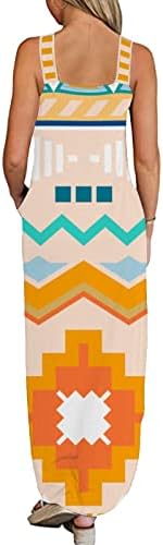 פג ' וק נשים בוהמי מקסי שמלת אופנה מזדמן 0 - צוואר שרוולים מודפס ארוך שמלת רופף חוף שמלות קיץ עם כיסים