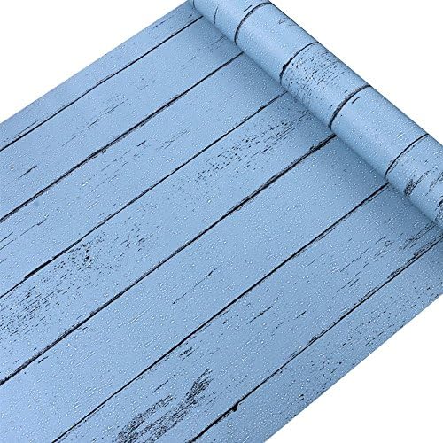 SimpleLife4u עץ כחול ריהוט תבואה נייר מדף מדף עצמי מדף שולחן דלת שולחן מדבקת 17.7 אינץ 'על 9.8 רגל