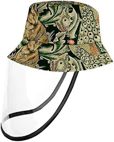 כובע מגן למבוגרים עם מגן פנים, כובע דייג כובע אנטי שמש, פרח אדמוני וינטג 'ופרחי ציפורים פרחוני