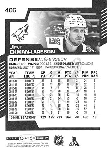 2020-21 O-Pee-Chee 406 Oliver Ekman-Larsson Arizona Coyotes כרטיס מסחר בהוקי NHL