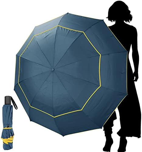 מטריית גולף גדולה במיוחד מטרייה מתקפלת מטרייה אטומה לגשם מטרייה קומפקטית יתר על המידה, חופה כפולה מאווררת