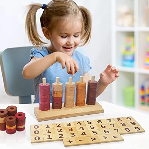 צעצועים של מונטסורי לפעוטות, מספר מתמטיקה מעץ חוסם ספירה וצעצועים מניפולטיביים, בסיסי משחק מתמטיקה לגיל
