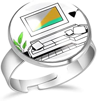 טבעת מצופה לנשים, טבעת פתוחה מתכווננת מסוגננת, אמנות קו ורוד מודרנית מודרנית