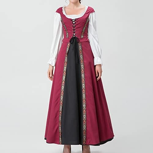 תחפושות רנסאנס של SZMOULD לנשים לבוש פיות שמלת גותית שמלת איכר לשרוול ארוך תחפושת מימי הביניים