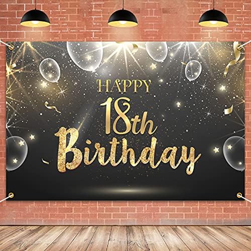 המגר 6 על 4 רגל שמח יום הולדת 18 גילטר שינינג באנר רקע-18 שנים קישוטי יום הולדת ספקי צד לבנות