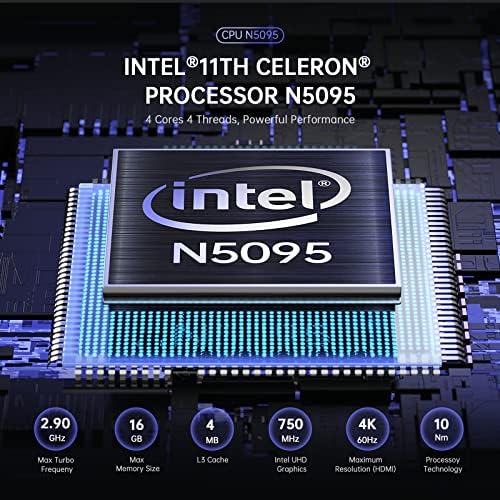 אקמגיקאי מיני מחשב Windows 11 Pro, Intel 11th Gen 4 ליבות N5095, 8GB DDR4 256GB SSD מיני קופמוטרים גורם