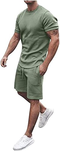 2023 סט ספורט מזדמן לגברים שני חלקים חליפה מוצקה O-צוואר שרוול קצר מתאים לחולצות טי קצרות מכנסי