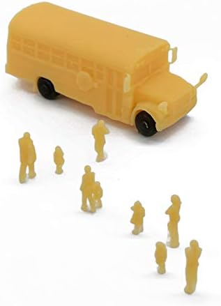 דגמי אאוטלנד רכבת נוף אוטובוס בית ספר עם ילדים והורים בקנה מידה 1:160