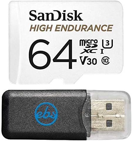 סנדיסק 64 ג ' יגה-בייט סיבולת גבוהה חבילת כרטיסי ניטור וידאו למצלמת דאשק ומעקב וידאו עם מתאם עם הכל חוץ מקורא