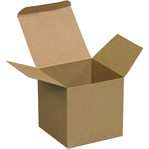 קופסאות מתנה מתקפלות בצבע חום קראפט, 2 1/4 איקס 2 1/4 איקס 2 1/4, חבילה של 500, קל להרכבה קרטון